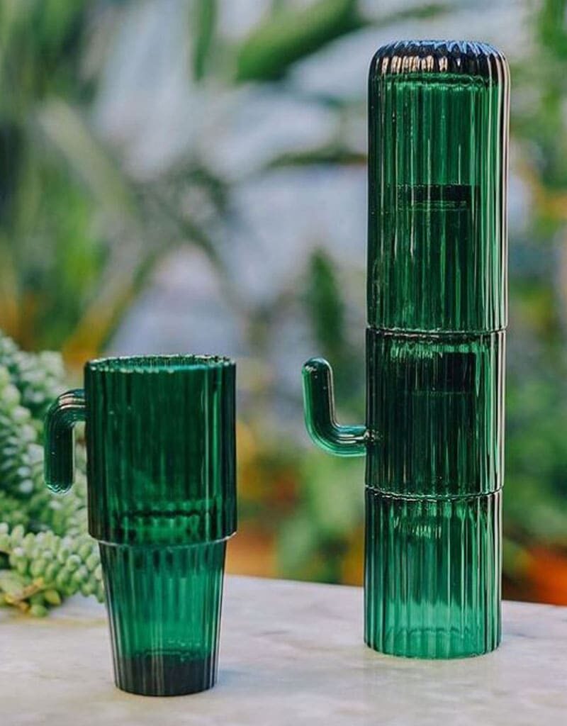 vasos alargados cactus verdes saguaro