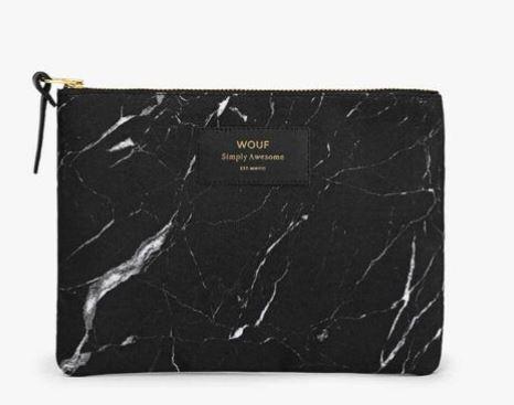 BLACK MARBLE LARGE POUCH