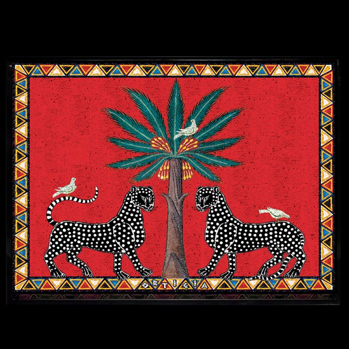Bandeja lacada mosaico leopardos